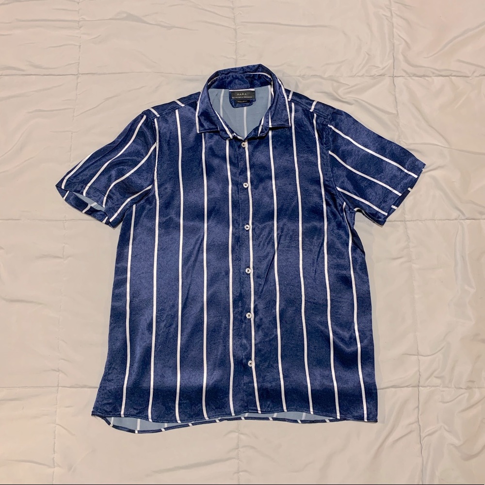 ZARA Striped Satin Button-down Shirt